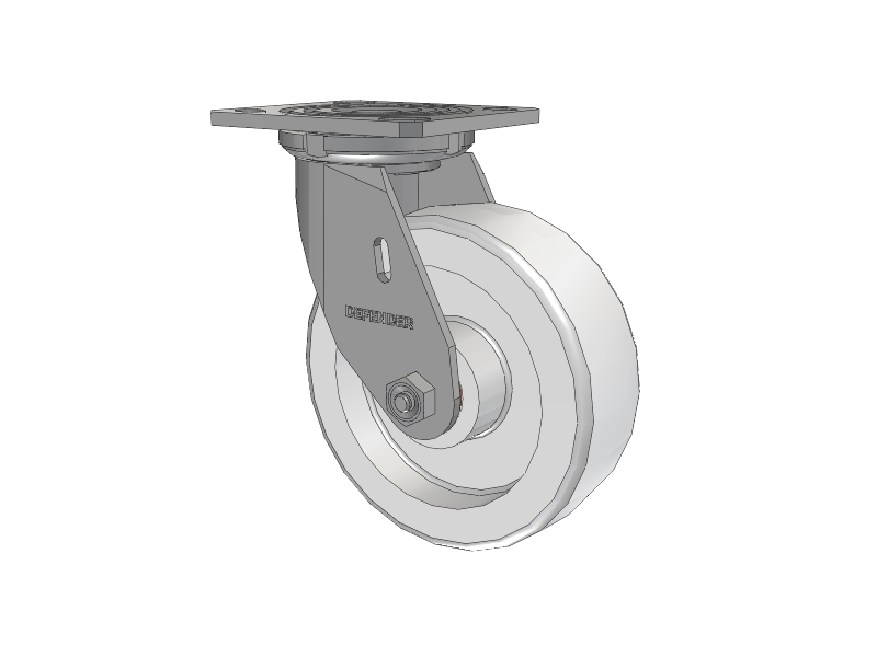 Defender D4 Series Stainless Steel Stainless Steel Top Plate Swivel Caster with 6 White Nylon Wheel